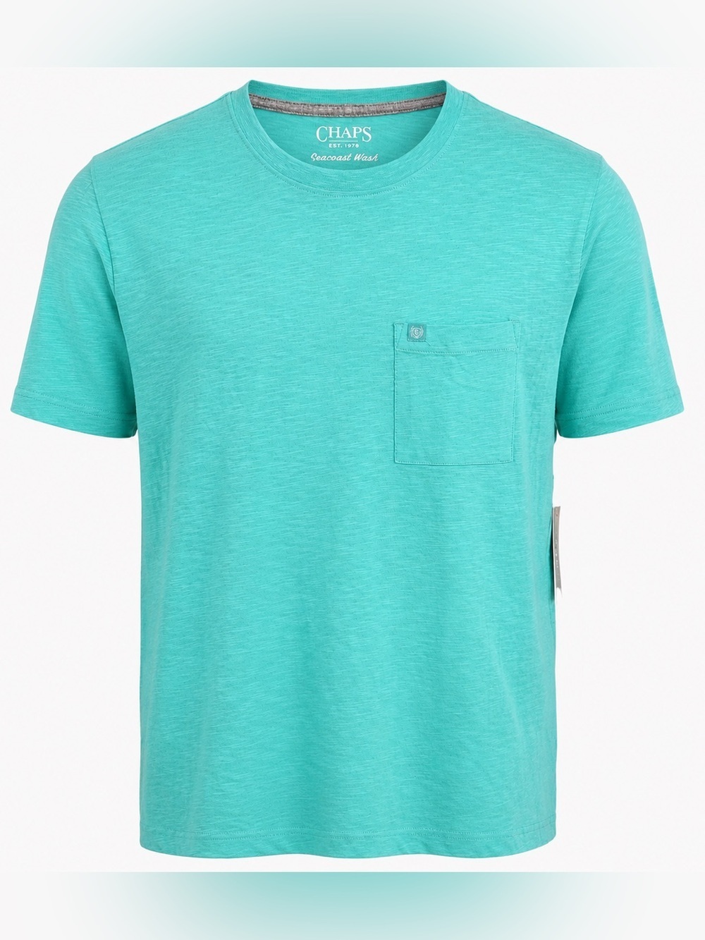 Chaps Men’s Large Pocket T Shirt Pool Blue Slub Knit Cotton Blend NWT
